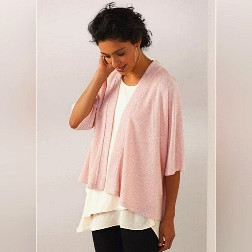 Soft Surroundings | Size S | Soft pink tie‎ split back cardigan sweater